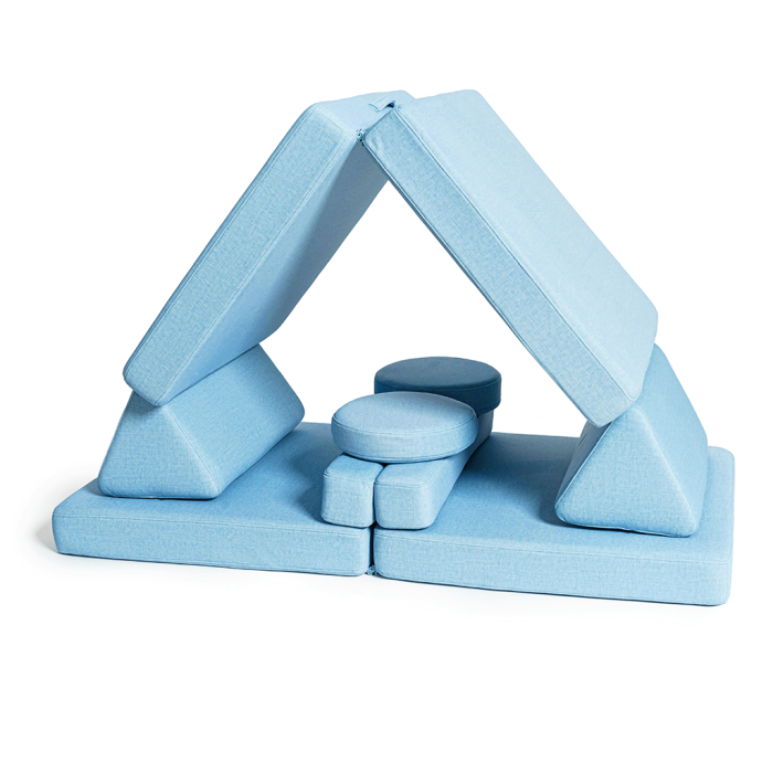 Bequeme Kindercouch mit abgerundeten Kanten – Farbe Blau